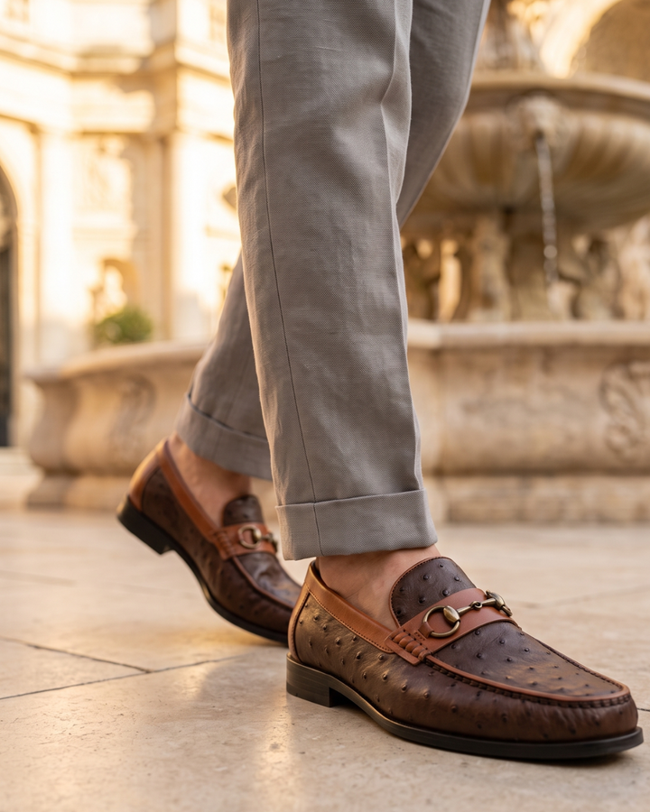 Medici Ostrich Horsebit Loafer