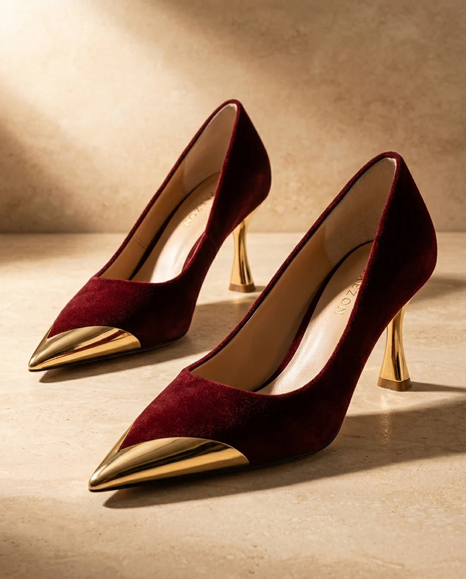 Camille Metal Toe Cap Heels