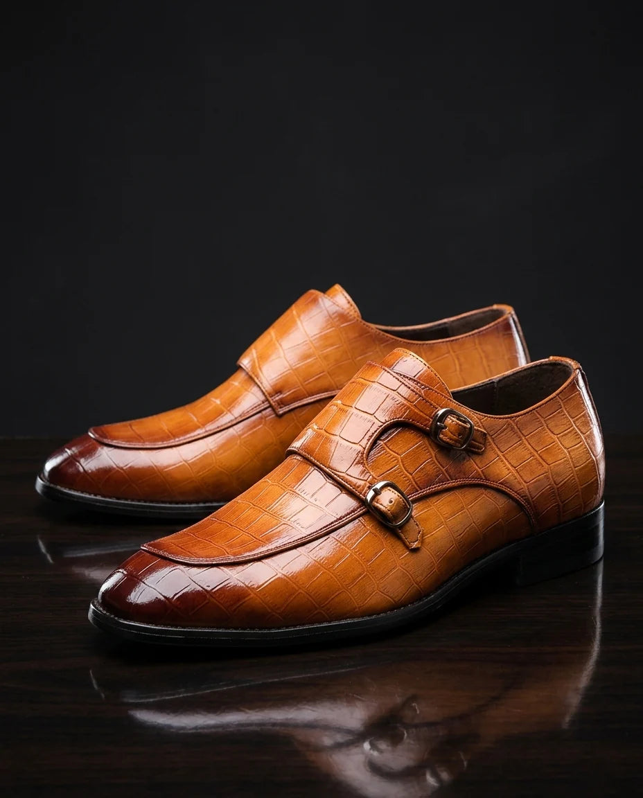 Hamilton - Croc Embossed Monk Strap