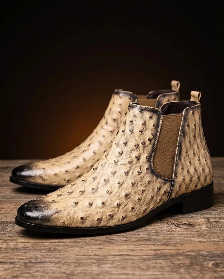 Holden Ostrich Embossed Leather Chelsea Boots