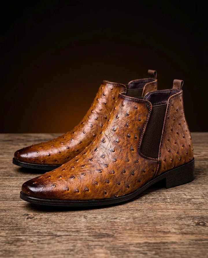 Holden Ostrich Embossed Leather Chelsea Boots