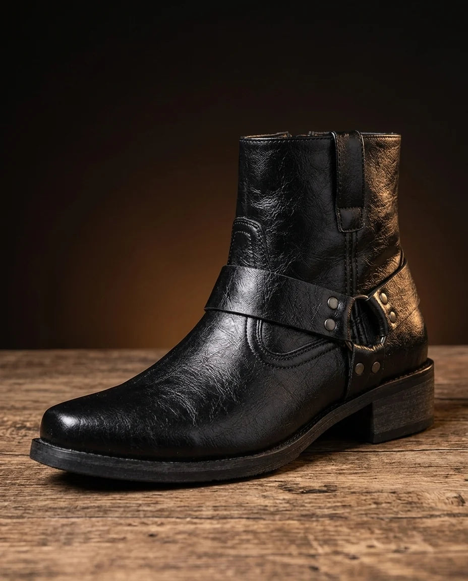 Landon Leather Harness Ankle Boots