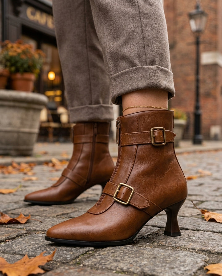 Cleo Double Buckle Ankle Boots