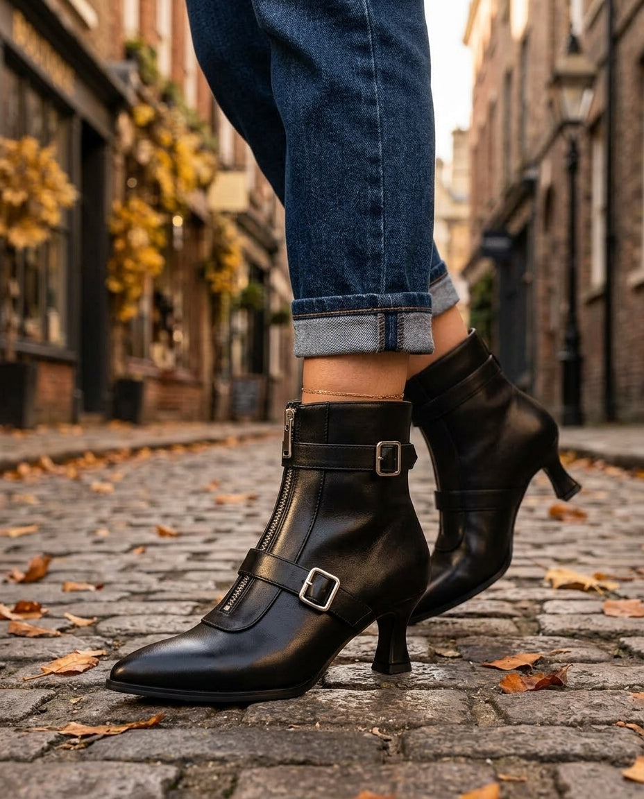 Cleo Double Buckle Ankle Boots