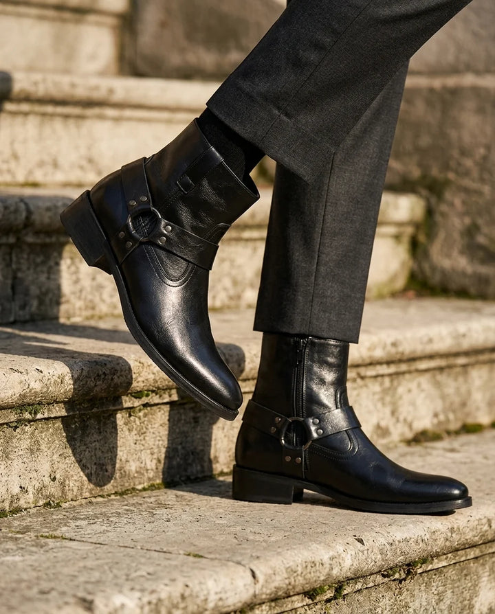 Landon Leather Harness Ankle Boots