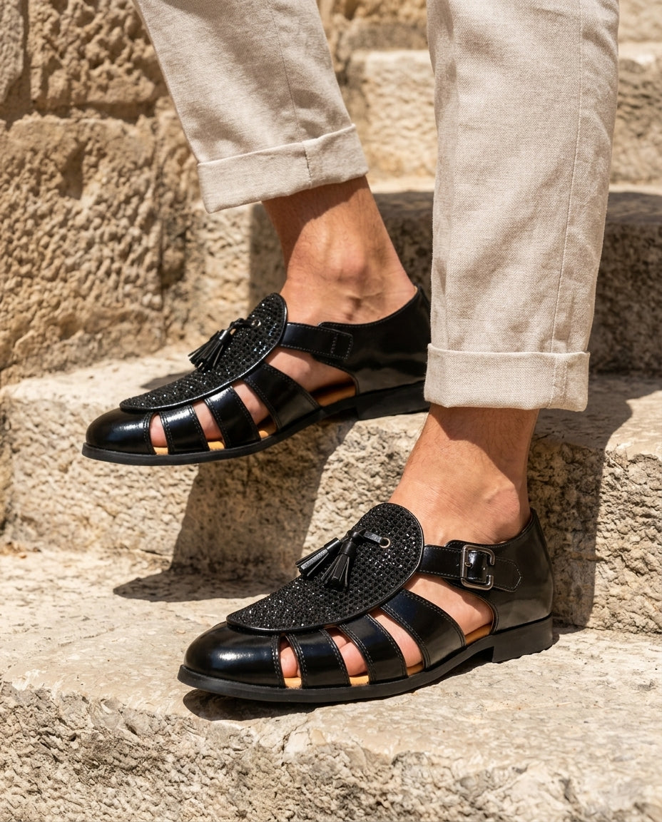 Holden Woven Tassel Monk Sandal