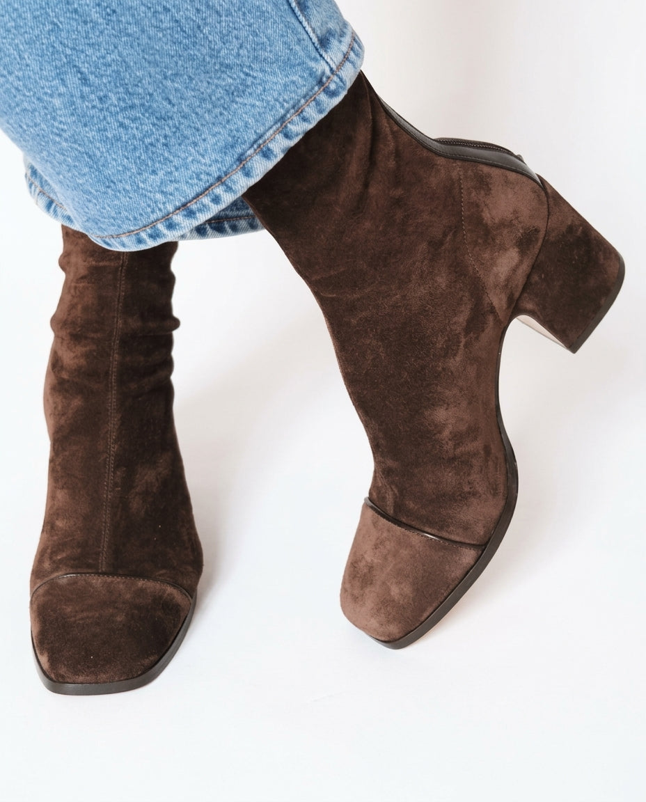 Laney Retro Square-Toe Block Heel Boots