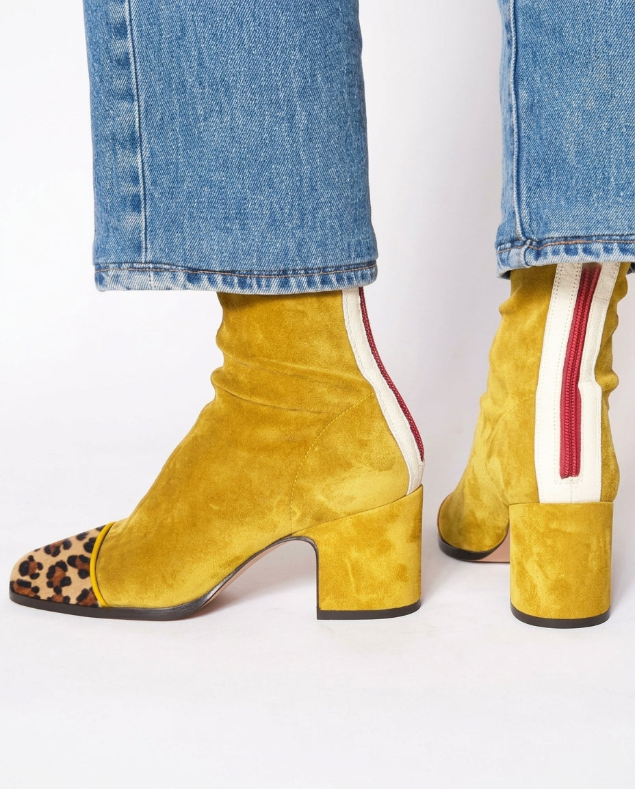 Laney Retro Square-Toe Block Heel Boots