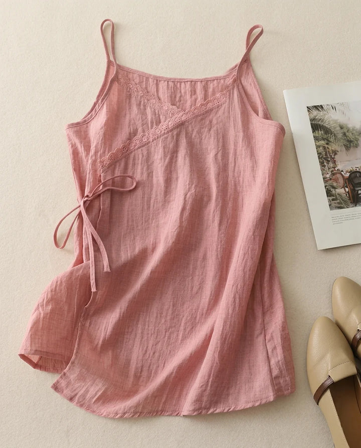 Della Lace Up Linen Cami