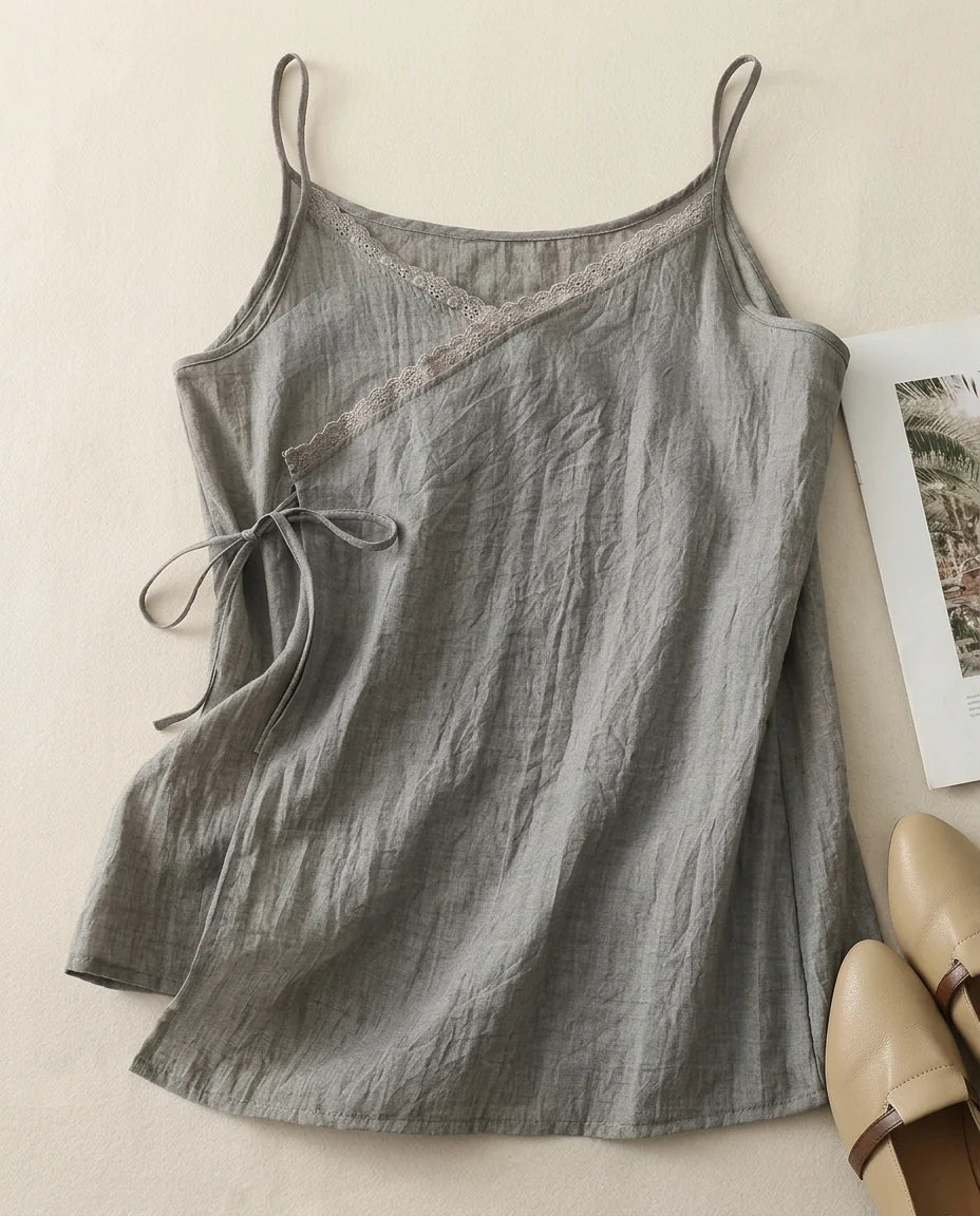 Della Lace Up Linen Cami