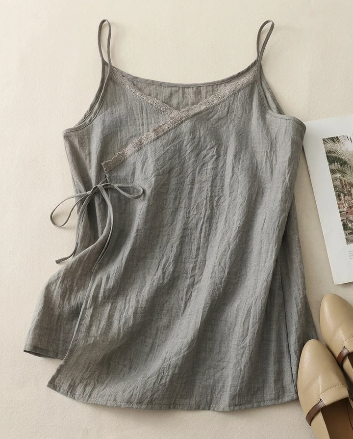 Della Lace Up Linen Cami