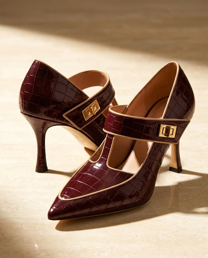 Imogen Croc Embossed Heels