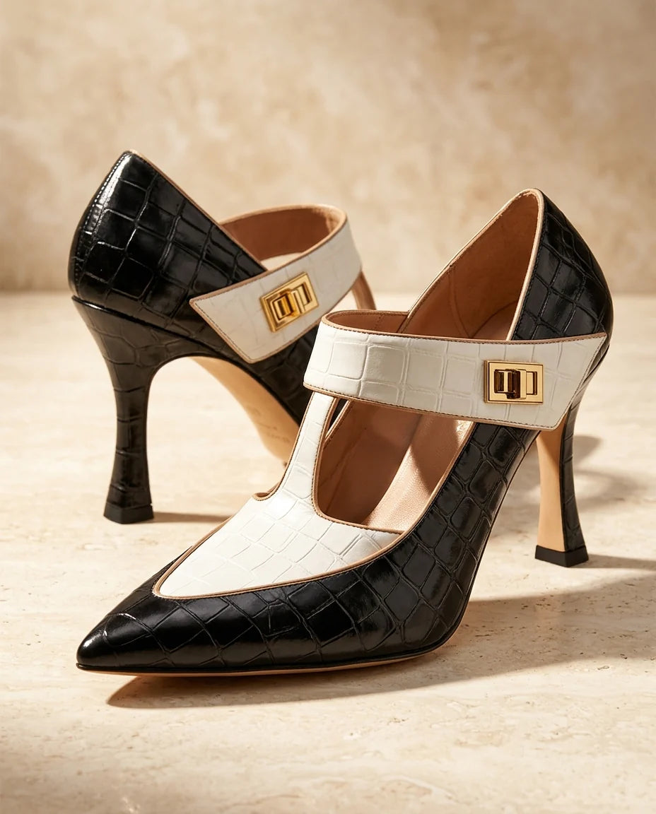 Imogen Croc Embossed Heels