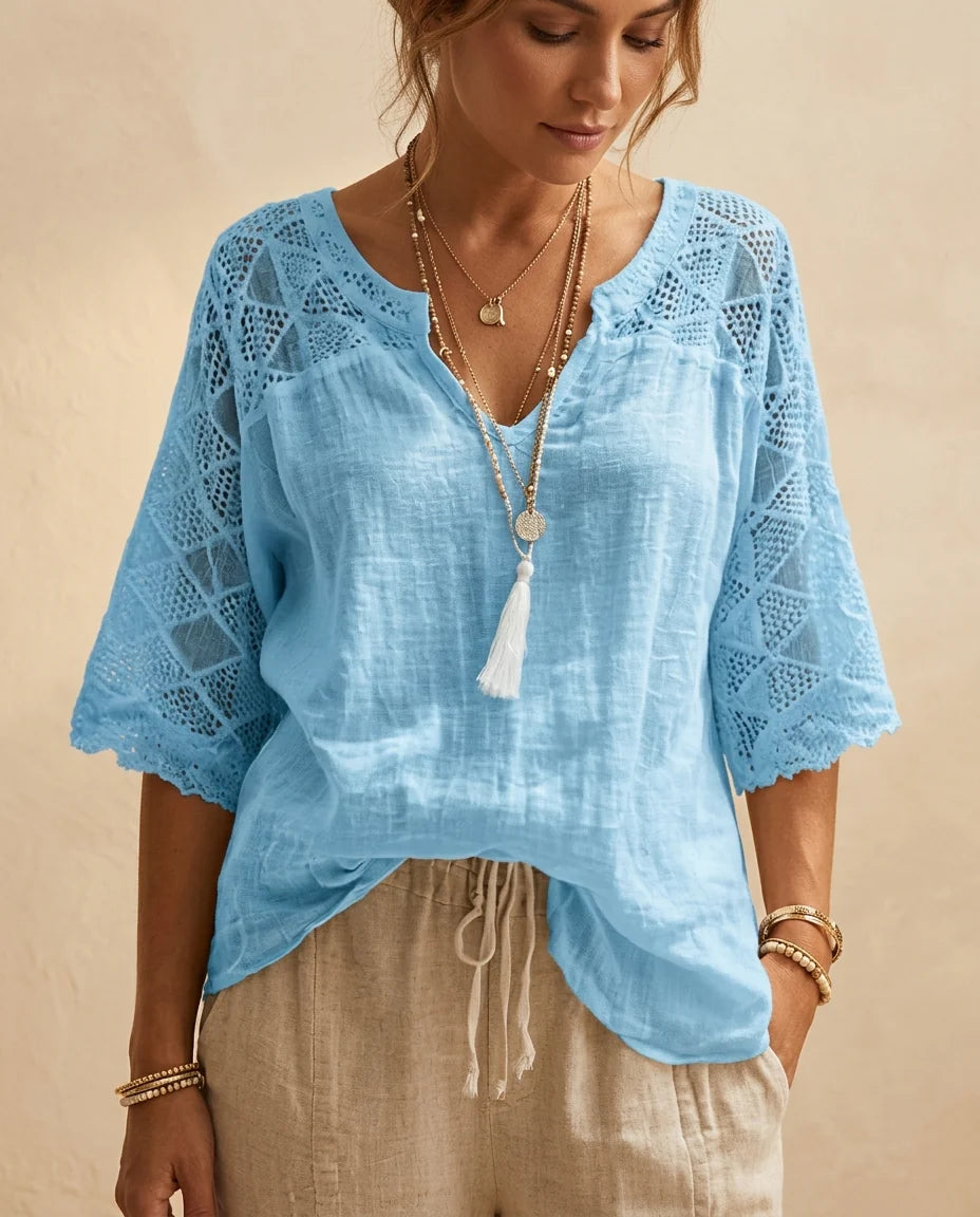 Leona Lace V Neck Blouse