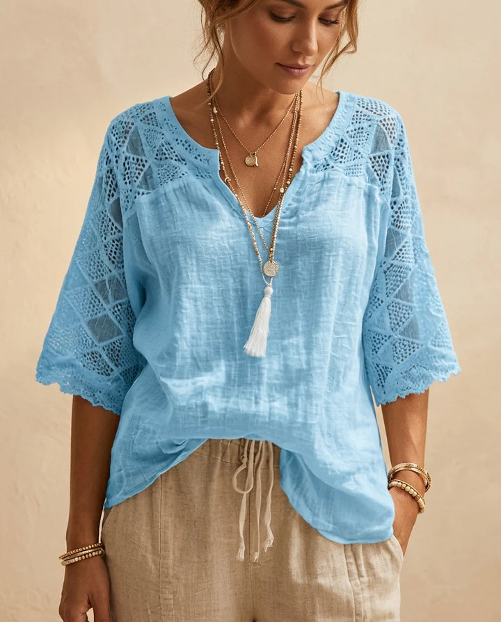 Leona Lace V Neck Blouse