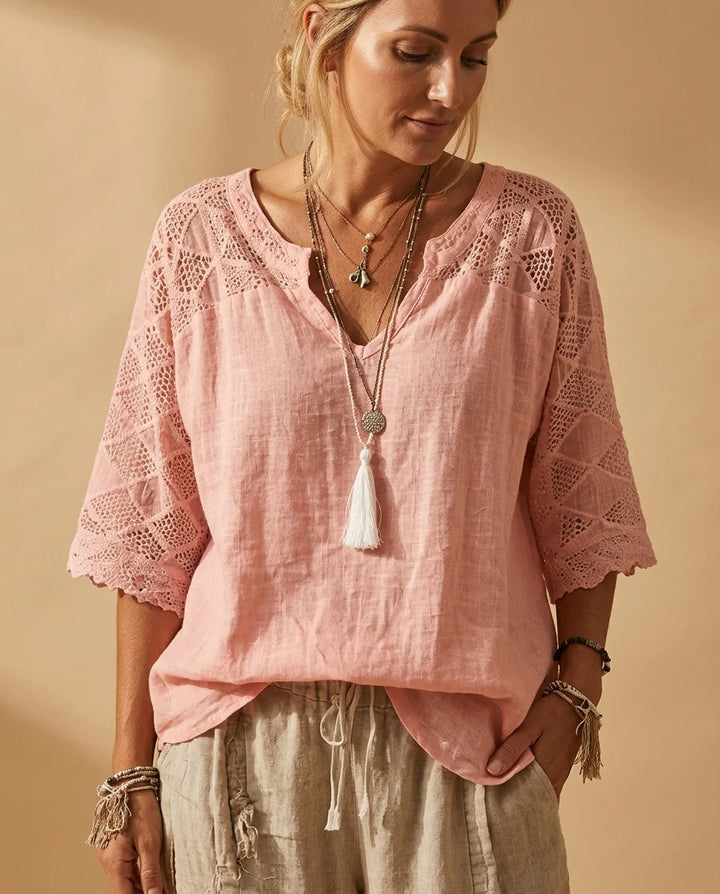 Leona Lace V Neck Blouse