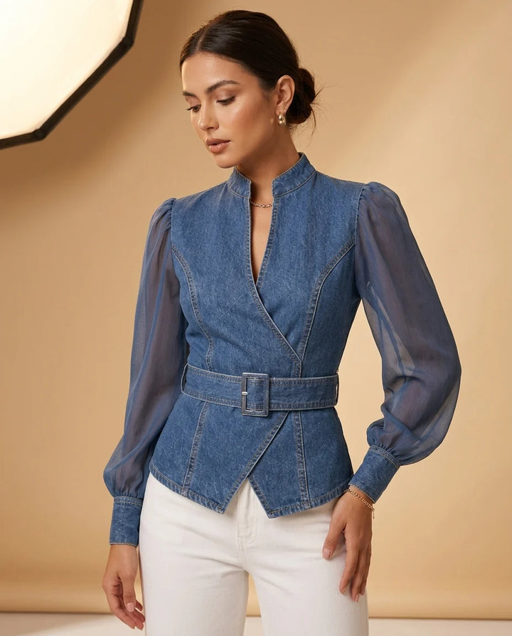 Paloma Denim Puff Sleeve Top