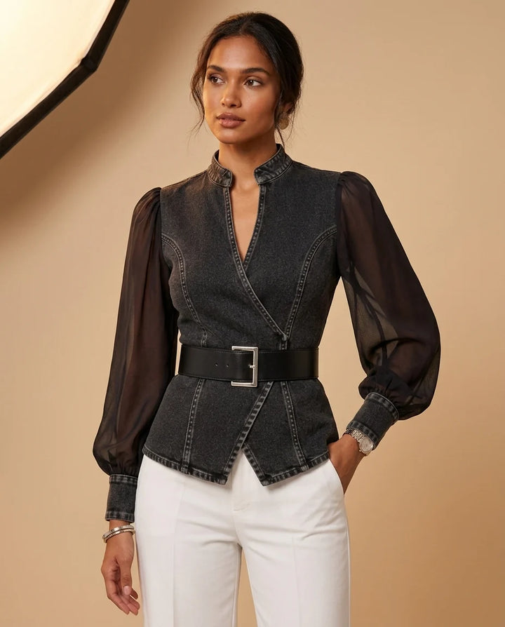 Paloma Denim Puff Sleeve Top